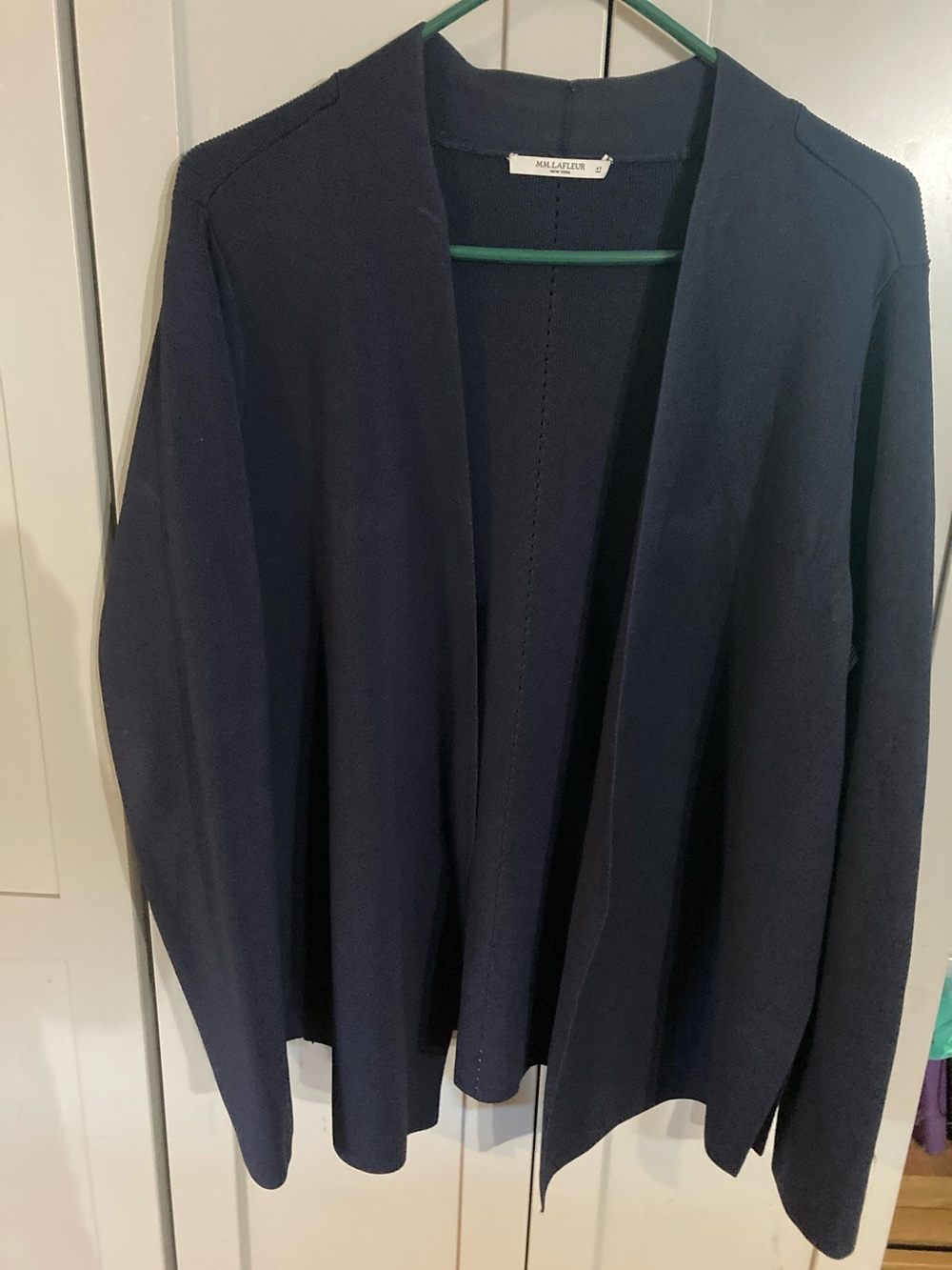 MM Lafleur Navy Open-Front Woolf Jardigan